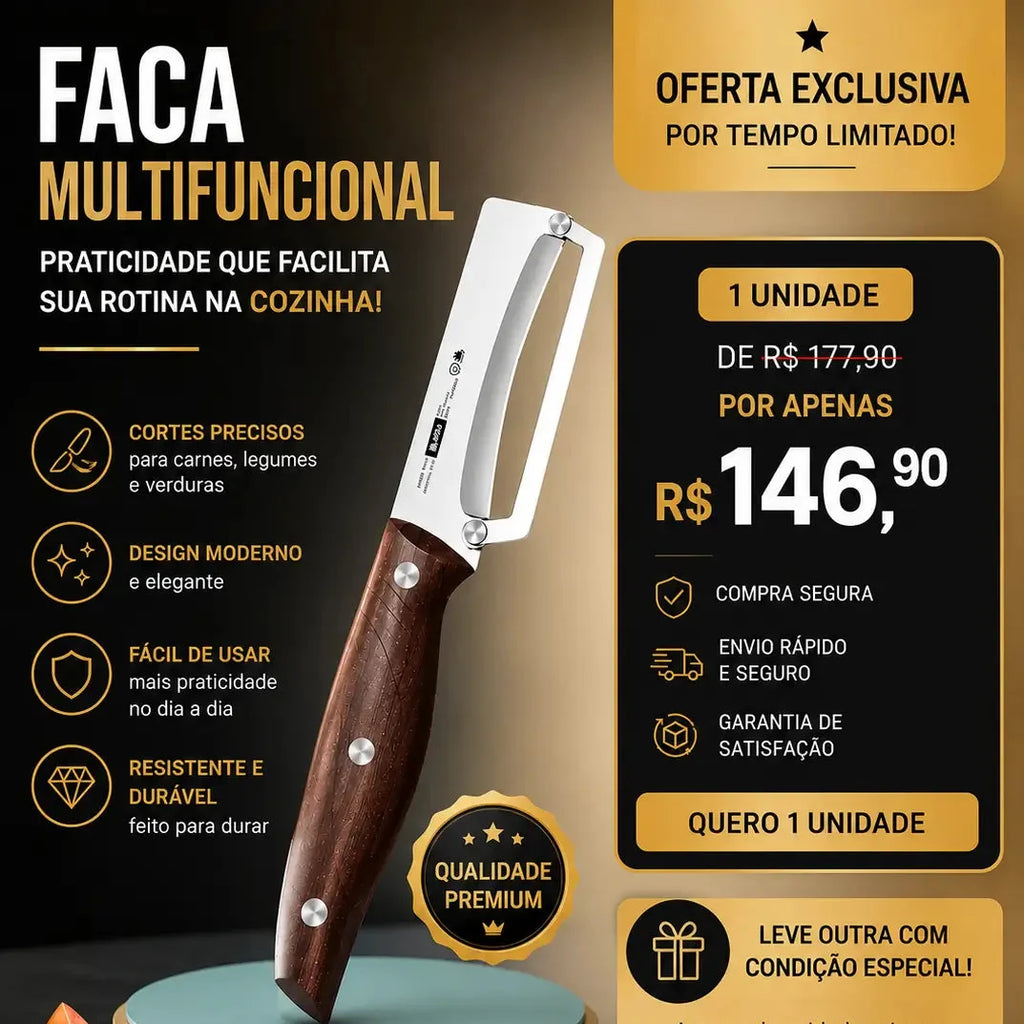 Faca descascadora Multifuncional Premium – Precisão, Praticidade e Cuidado no Seu Dia a Dia
