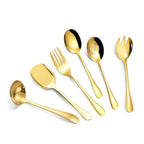 Kit de Servir Dourado de 6 Peças em Aço Inox Premium – Elegância e Sofisticação à Mesa
