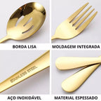 Kit de Servir Dourado de 6 Peças em Aço Inox Premium – Elegância e Sofisticação à Mesa