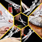 🔥 Promoção - Tesoura de Cozinha Premium Segura Multifuncional em Aço Inoxidável