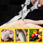 🔥 Promoção - Tesoura de Cozinha Premium Segura Multifuncional em Aço Inoxidável
