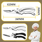 🔥 Promoção - Tesoura de Cozinha Premium Segura Multifuncional em Aço Inoxidável