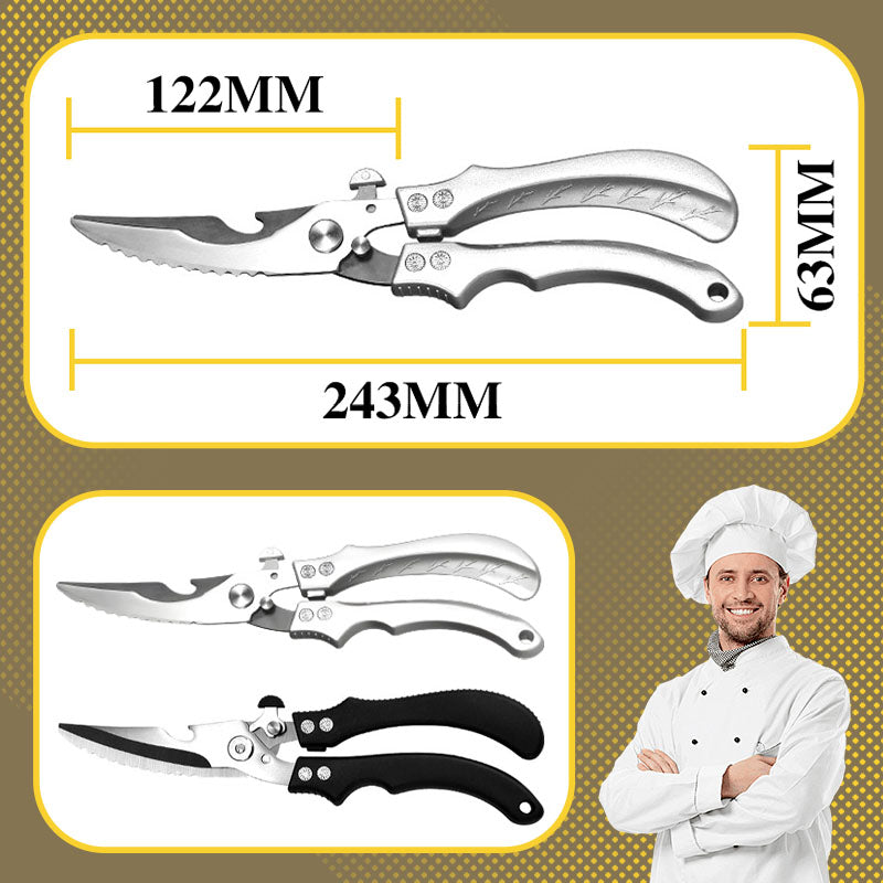 🔥 Promoção - Tesoura de Cozinha Premium Segura Multifuncional em Aço Inoxidável